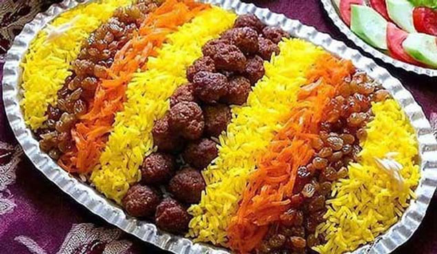 کشمش پلو با گوشت