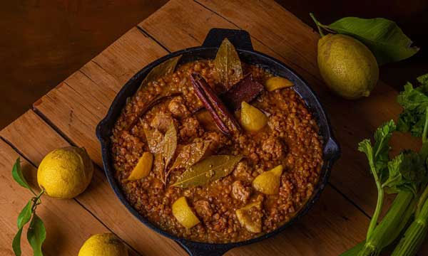 خوراک عدس و لیمو